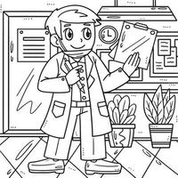 Labor Day Doctor with a Clipboard Coloring Page vector