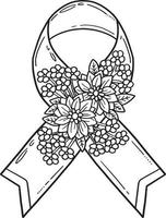 Breast Cancer Awareness Ribbon and Flower Isolated vector