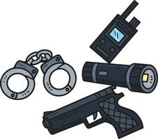 Police Officer Equipment Cartoon Colored Clipart vector