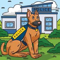 Police Dog Colored Cartoon Illustration vector