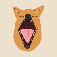 Head of a dog with an open mouth. Design element. Vector illustration in hand drawn style