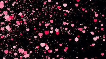 Romantic pink heart particles transition on alpha background video