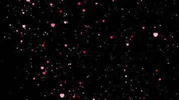 romántico rosado corazón partículas transición en alfa antecedentes video