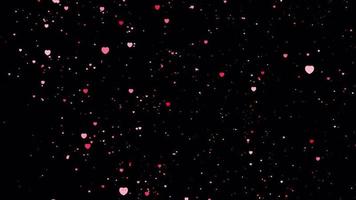 Romantic pink heart particles transition on alpha background video