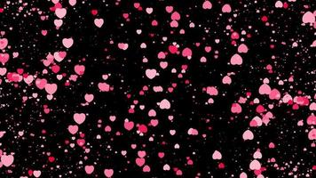 romântico Rosa coração partículas transição em alfa fundo video