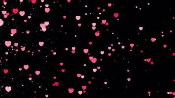 Romantic pink heart particles transition on alpha background video