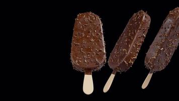 Chocolate Almonds Ice Cream Stick Bar Rotating Transition on Alpha Background video