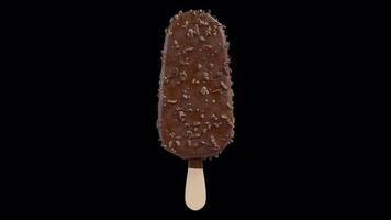 Chocolate Almonds Ice Cream Stick Bar Rotating Loop on Alpha Background video