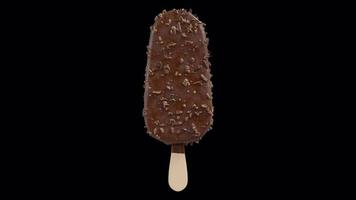 Chocolate Almonds Ice Cream Stick Bar Rotating Loop on Alpha Background video