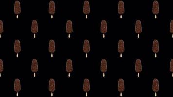 Chocolate Almonds Ice Cream Stick Bar Pattern Rotating Loop on Alpha Background video