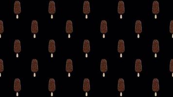 Chocolate Almonds Ice Cream Stick Bar Pattern Rotating Loop on Alpha Background video