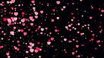 Romantic pink heart particles transition on alpha background video