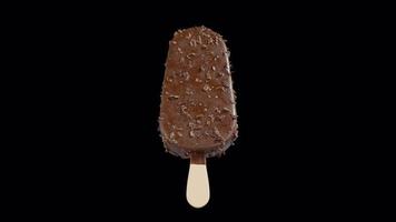 Chocolate Almonds Ice Cream Stick Bar Rotating Loop on Alpha Background video