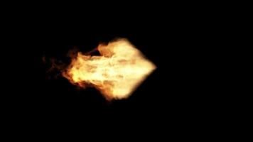 Isolated arrow burning fire flame seamless looping overlay on black background video