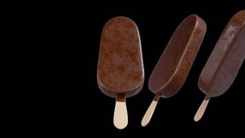 Chocolate Ice Cream Stick Bar Rotating Transition on Alpha Background video