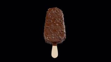 Chocolate Almonds Ice Cream Stick Bar Rotating Transition on Alpha Background video