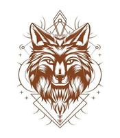 Abstract head fox with ornament. vector