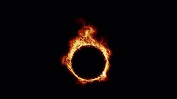 Fire ring burning on alpha background video