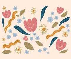 A colorful bright flower pattern pink blue and mustard vector