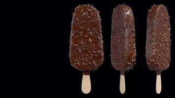 Chocolate Almonds Ice Cream Stick Bar Rotating Transition on Alpha Background video