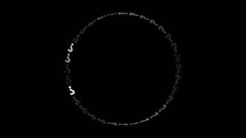 nero domanda marchio cerchio telaio isolato ciclo continuo su alfa sfondo video