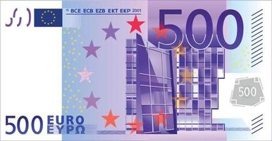 Five Hundred Euro Note Vector Graphics, Isolated Background.