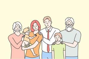 Family, portrait, motherhood, fatherhood, childhood, love concept vector