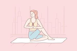 Yoga, mental health concept. vector