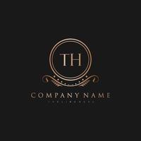 TH Letter Initial with Royal Luxury Logo Template vector