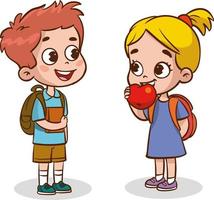 little cute two kids talking vector illustration