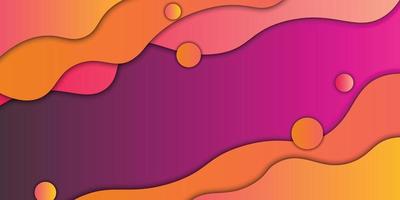 Gradient wave paper style background. Red and orange color. vector