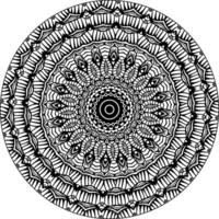 Simple doodle mandala with floral and heart patterns on a white isolated background. For coloring book pages. vector