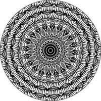 Simple doodle mandala with floral and heart patterns on a white isolated background. For coloring book pages. vector