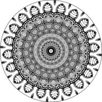 Simple doodle mandala with floral and heart patterns on a white isolated background. For coloring book pages. vector