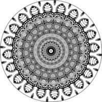 Simple doodle mandala with floral and heart patterns on a white isolated background. For coloring book pages. vector