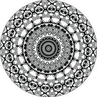 Simple doodle mandala with floral and heart patterns on a white isolated background. For coloring book pages. vector