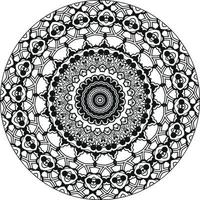 Simple doodle mandala with floral and heart patterns on a white isolated background. For coloring book pages. vector