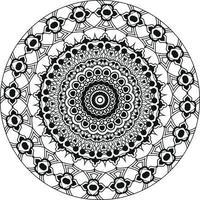 Simple doodle mandala with floral and heart patterns on a white isolated background. For coloring book pages. vector