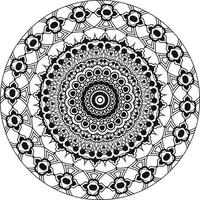 Simple doodle mandala with floral and heart patterns on a white isolated background. For coloring book pages. vector