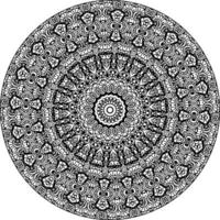 Simple doodle mandala with floral and heart patterns on a white isolated background. For coloring book pages. vector