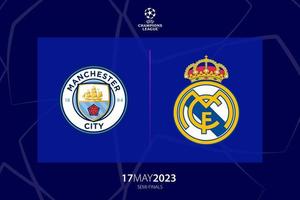 uefa campeones liga 2023 semifinal Entre Manchester ciudad versus real Madrid, juego dos. tiflis, Georgia - abril 20, 2023. vector