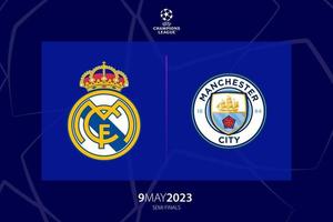 uefa campeones liga 2023 semifinal Entre real Madrid versus Manchester ciudad, juego uno. tiflis, Georgia - abril 20, 2023. vector