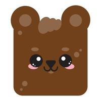 Cute square bear face. Cartoom head of animal character. Minimal simple design. Vector illustration