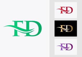Initial Monogram Letter FD Logo Design. FD Logotype Template vector