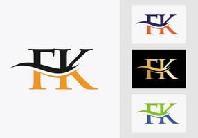 Initial Monogram Letter FK Logo Design. FK Logotype Template vector