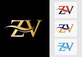 Initial Monogram Letter ZV Logo Design. ZV Logotype Template vector