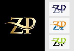 Initial Monogram Letter ZP Logo Design. ZP Logotype Template vector