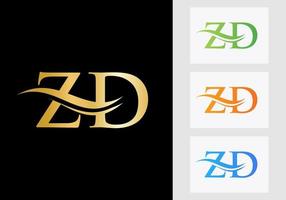 Initial Monogram Letter ZD Logo Design. ZD Logotype Template vector