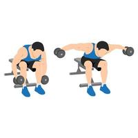 Man doing seated bent over rear delt raises exercise vector