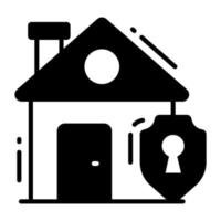 Shield with house denoting vector of home protection, home security icon